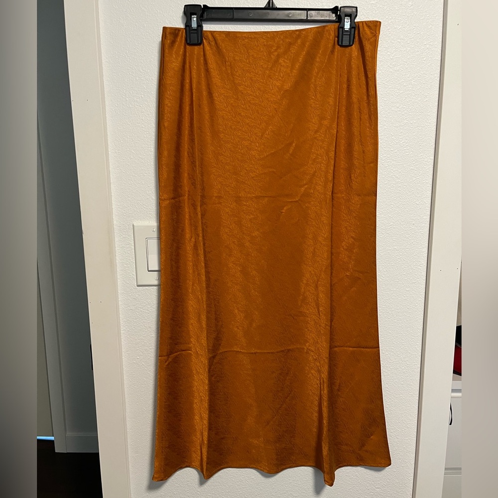 Moon River Midi Skirt in Rust Orange